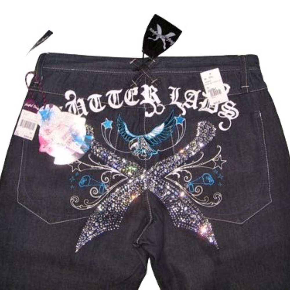 Artful Dodger Raw Rock Bottom Crystal Jeans NWT